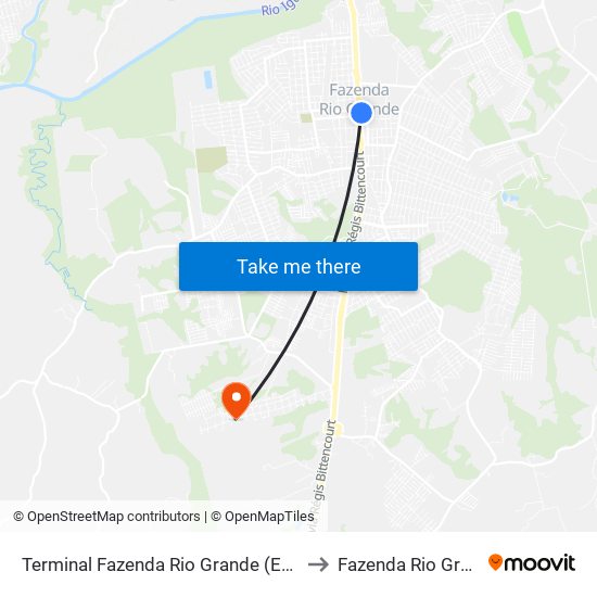Terminal Fazenda Rio Grande (Externo) to Fazenda Rio Grande map