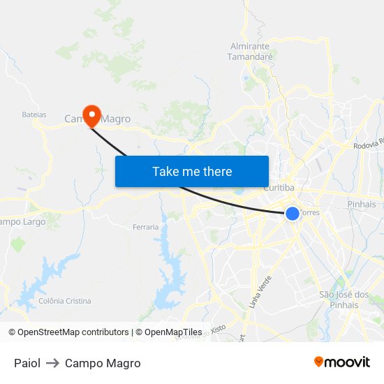 Paiol to Campo Magro map