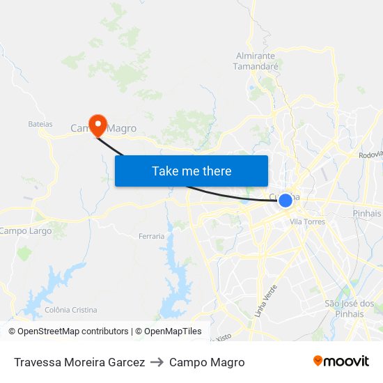 Travessa Moreira Garcez to Campo Magro map