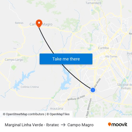 Marginal Linha Verde - Ibratec to Campo Magro map