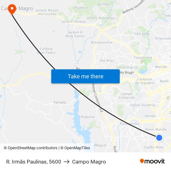 R. Irmãs Paulinas, 5600 to Campo Magro map