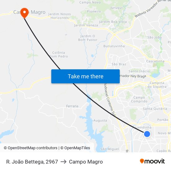 R. João Bettega, 2967 to Campo Magro map