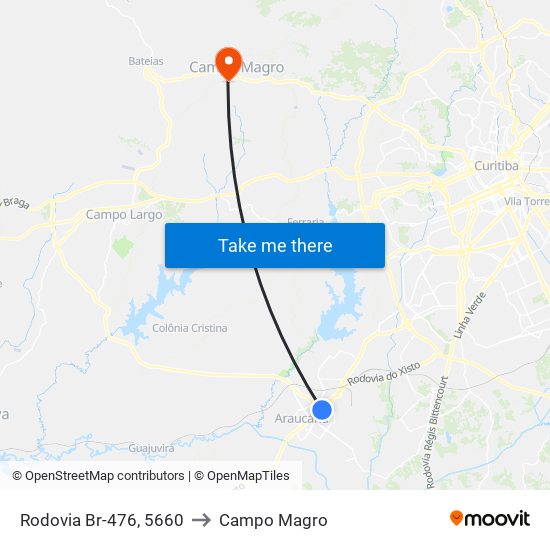 Rodovia Br-476, 5660 to Campo Magro map