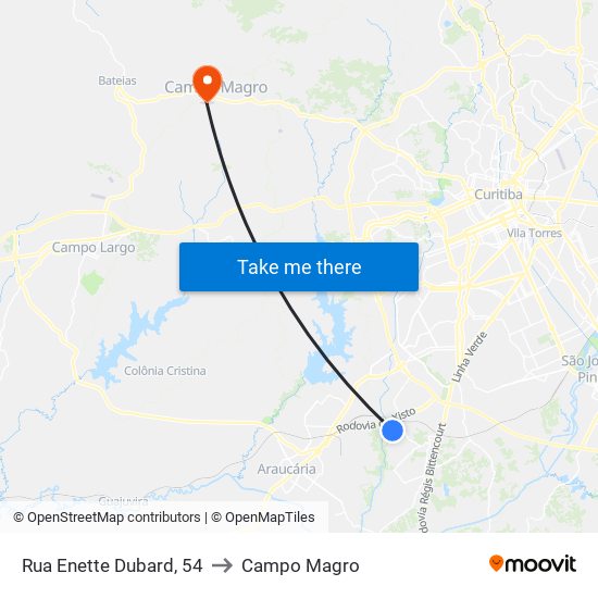 Rua Enette Dubard, 54 to Campo Magro map