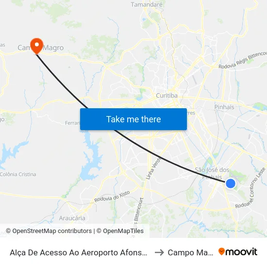 Alça De Acesso Ao Aeroporto Afonso Pena to Campo Magro map