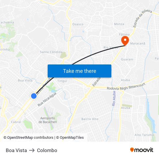 Boa Vista to Colombo map