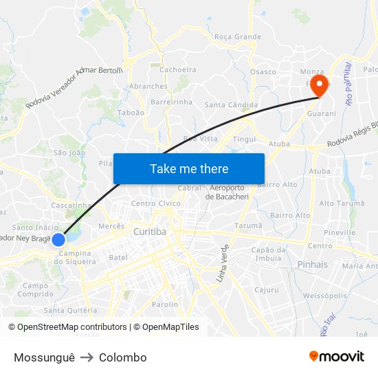 Mossunguê to Colombo map
