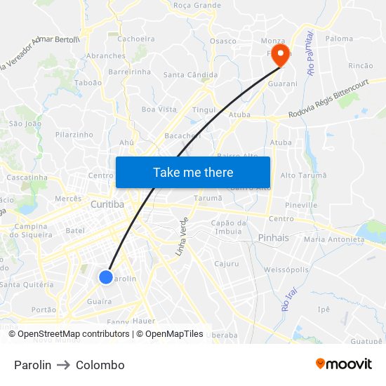 Parolin to Colombo map