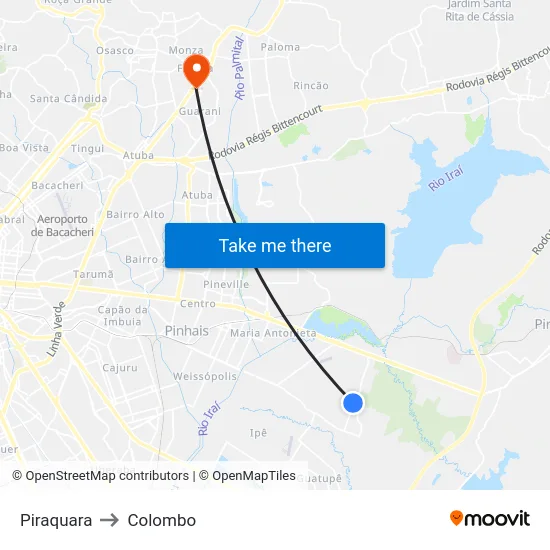 Piraquara to Colombo map