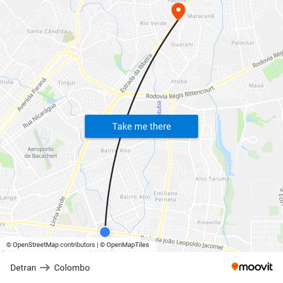 Detran to Colombo map