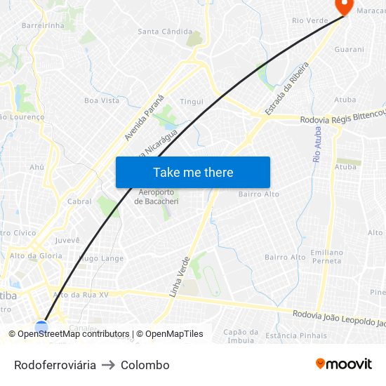 Rodoferroviária to Colombo map