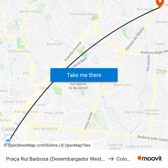 Praça Rui Barbosa (Desembargador Westphalen) to Colombo map