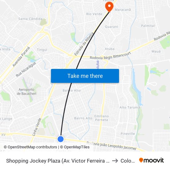 Shopping Jockey Plaza (Av. Victor Ferreira Do Amaral, 2694) to Colombo map