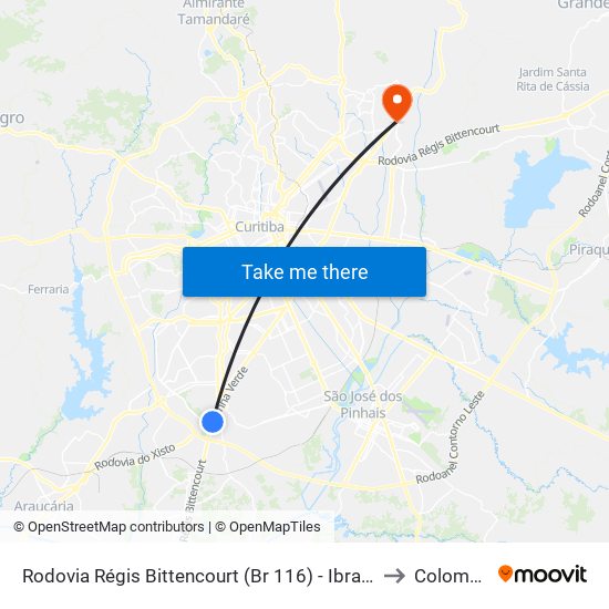 Rodovia Régis Bittencourt (Br 116)  - Ibratec to Colombo map