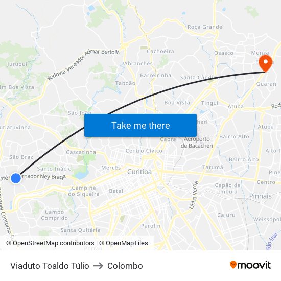 Viaduto Toaldo Túlio to Colombo map