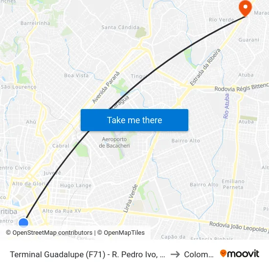 Terminal Guadalupe (F71) - R. Pedro Ivo, 955 to Colombo map