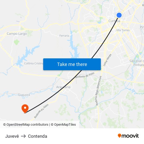 Juvevê to Contenda map