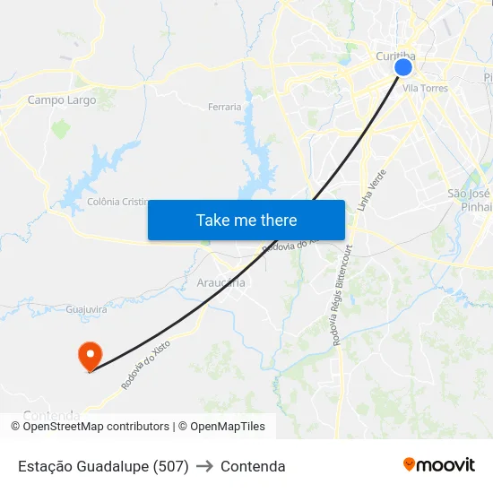 Estação Guadalupe (507) to Contenda map