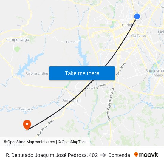 R. Deputado Joaquim José Pedrosa, 402 to Contenda map