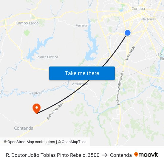 R. Doutor João Tobias Pinto Rebelo, 3500 to Contenda map