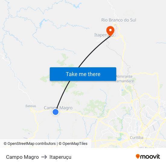Campo Magro to Itaperuçu map