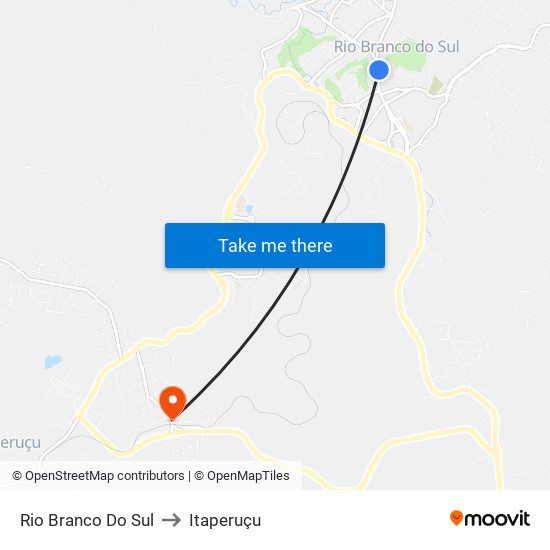 Rio Branco Do Sul to Itaperuçu map