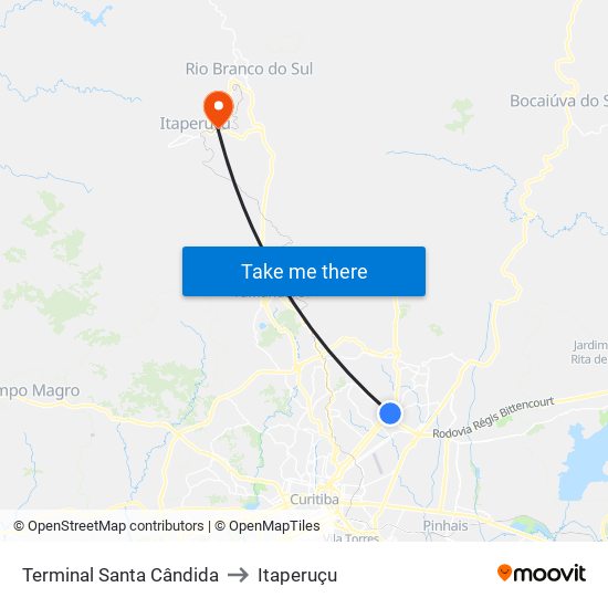 Terminal Santa Cândida to Itaperuçu map