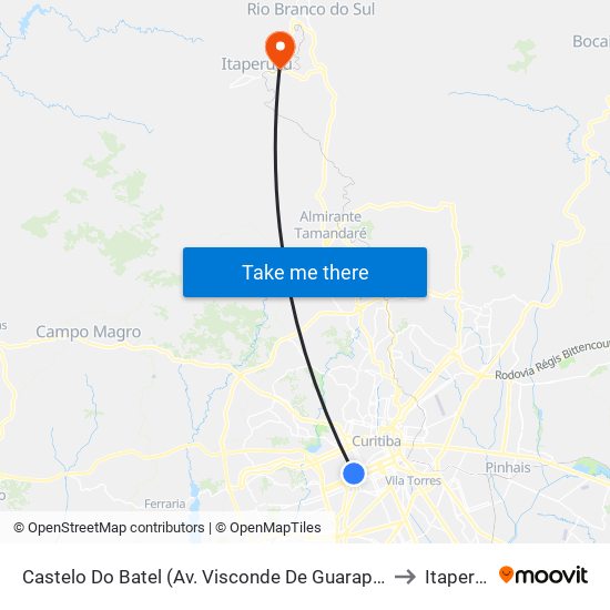 Castelo Do Batel (Av. Visconde De Guarapuava, 4610) to Itaperuçu map