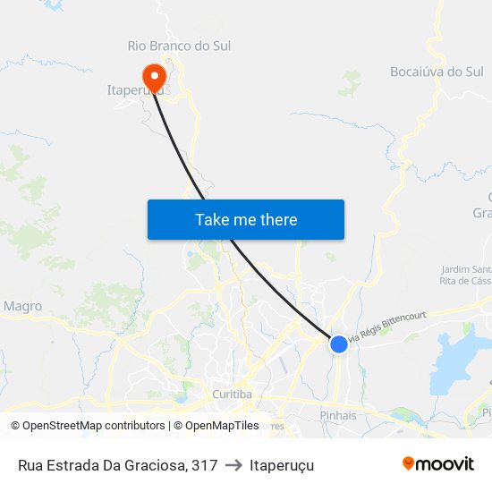 Rua Estrada Da Graciosa, 317 to Itaperuçu map