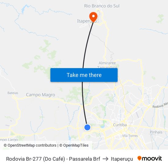 Rodovia Br-277 (Do Café) - Passarela Brf to Itaperuçu map