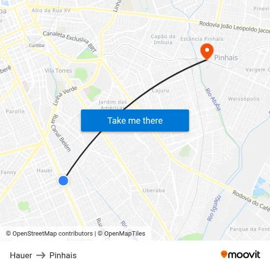 Hauer to Pinhais map