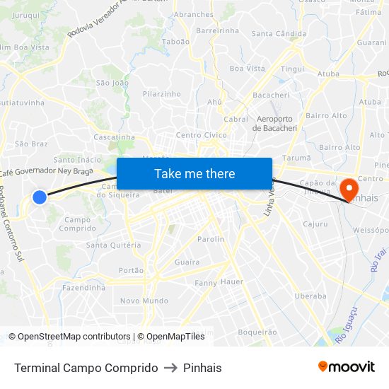 Terminal Campo Comprido to Pinhais map