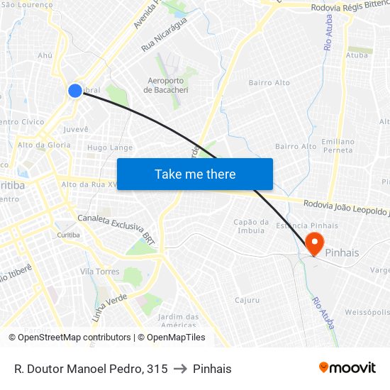 R. Doutor Manoel Pedro, 315 to Pinhais map