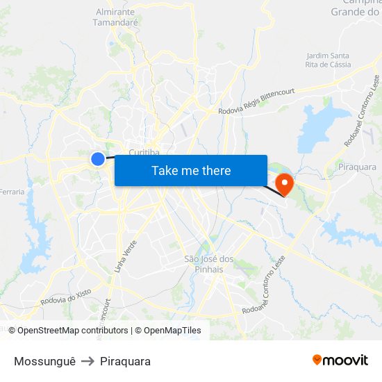 Mossunguê to Piraquara map