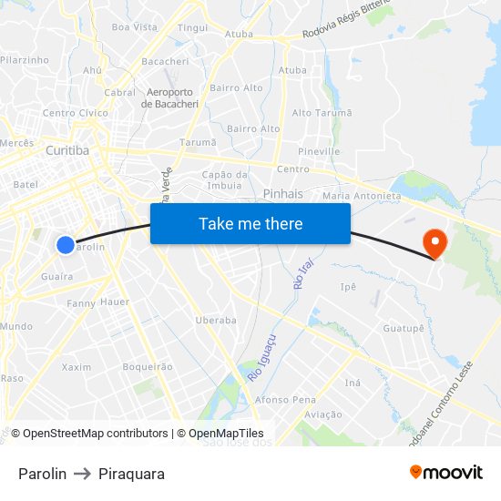 Parolin to Piraquara map