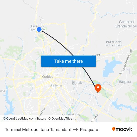 Terminal Metropolitano Tamandaré to Piraquara map