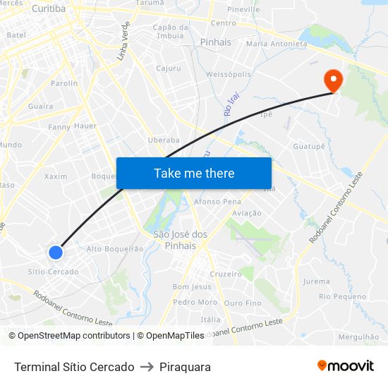 Terminal Sítio Cercado to Piraquara map