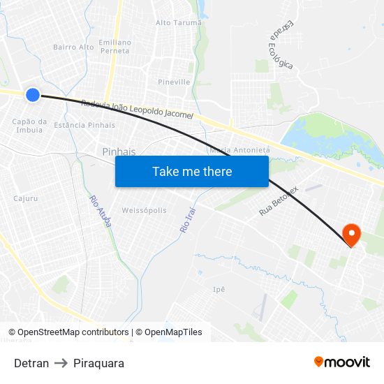 Detran to Piraquara map