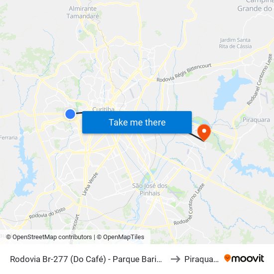 Rodovia Br-277 (Do Café) - Parque Barigui to Piraquara map