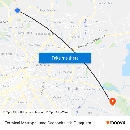 Terminal Metropolitano Cachoeira to Piraquara map