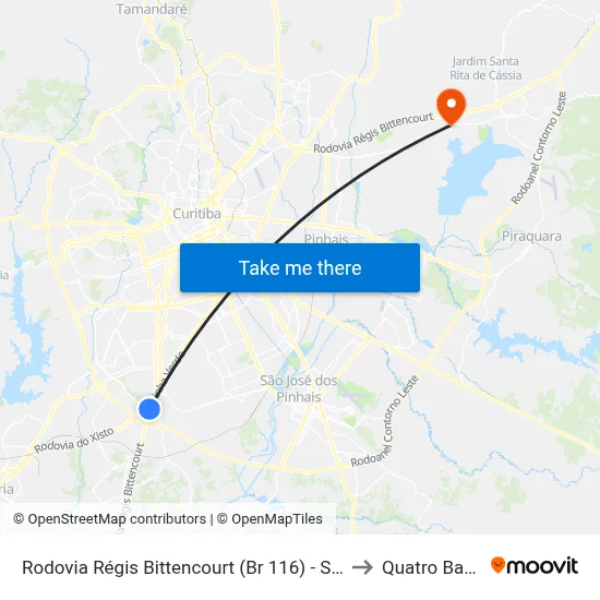 Rodovia Régis Bittencourt (Br 116) - Servopa to Quatro Barras map