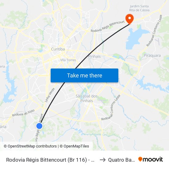 Rodovia Régis Bittencourt (Br 116) - Passarela to Quatro Barras map