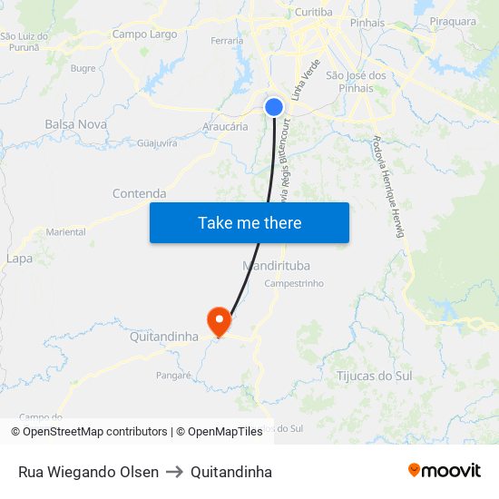 Rua Wiegando Olsen to Quitandinha map