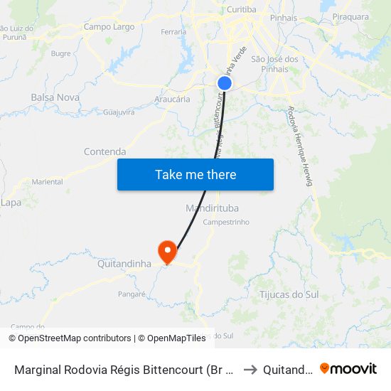 Marginal Rodovia Régis Bittencourt (Br 116) - Ceasa to Quitandinha map