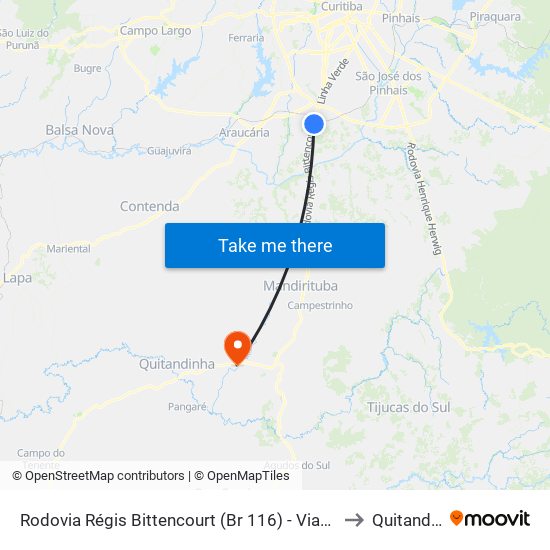 Rodovia Régis Bittencourt (Br 116) - Viaduto Pompéia to Quitandinha map