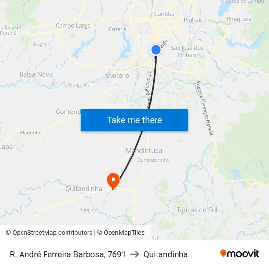 R. André Ferreira Barbosa, 7691 to Quitandinha map