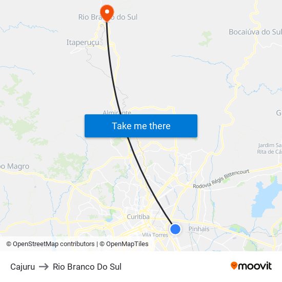 Cajuru to Rio Branco Do Sul map