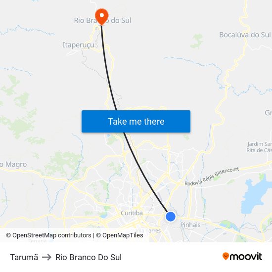 Tarumã to Rio Branco Do Sul map