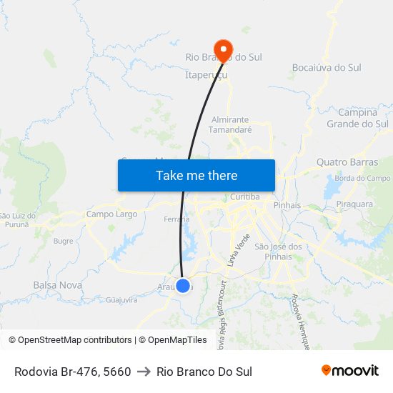 Rodovia Br-476, 5660 to Rio Branco Do Sul map