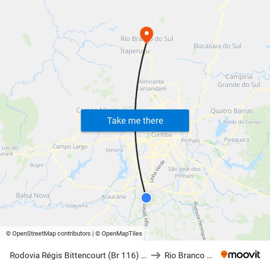 Rodovia Régis Bittencourt (Br 116) - Passarela to Rio Branco Do Sul map